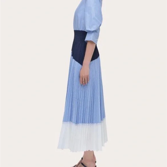 Elegant Blue and White Women's Dress